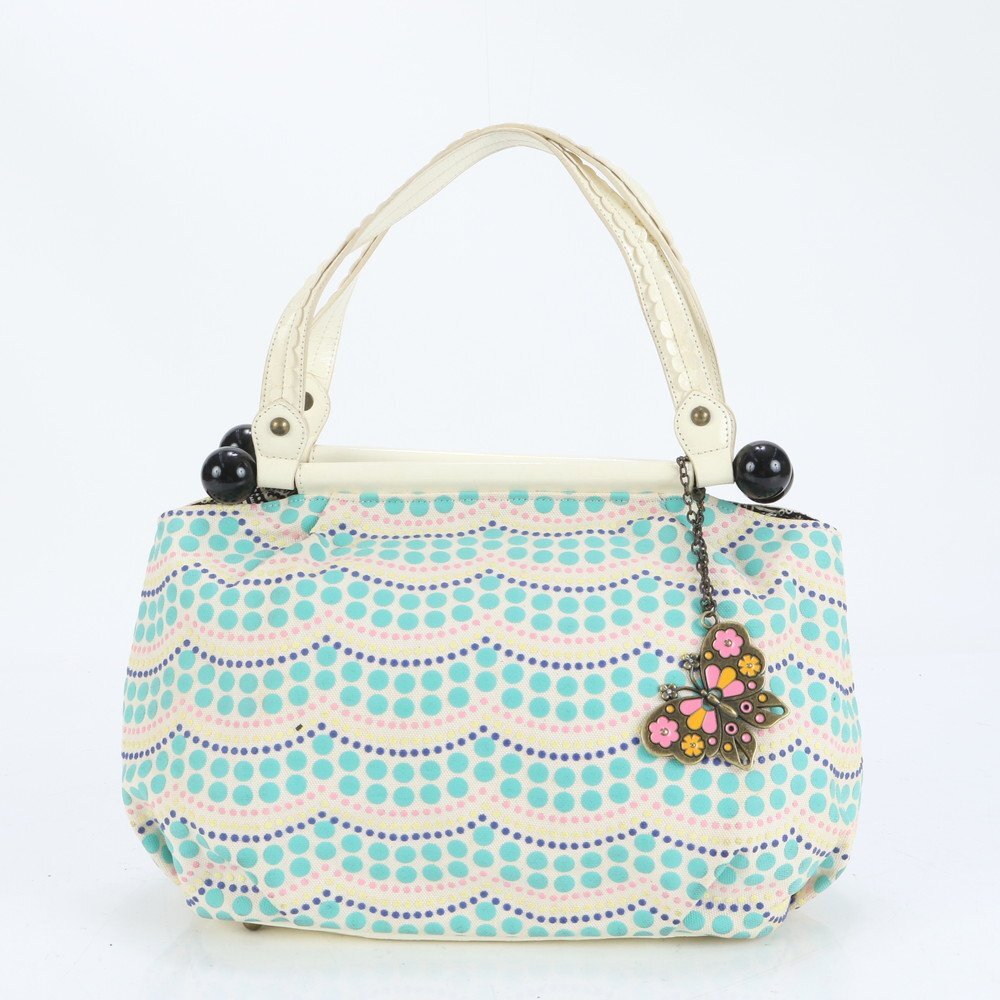 1円■美品■アナスイ■バタフライ 蝶 チャーム ドット 水玉 トート バッグ 肩掛け ショルダー ハンド A4 レディース RUE CO8-8拍卖