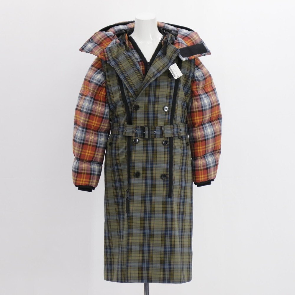 1円■美品■バーバリー■チェック レイヤード トレンチ コート ダウン ジャケット アパレル アウター 防寒 ファッション メンズ EEE BR11-7拍卖