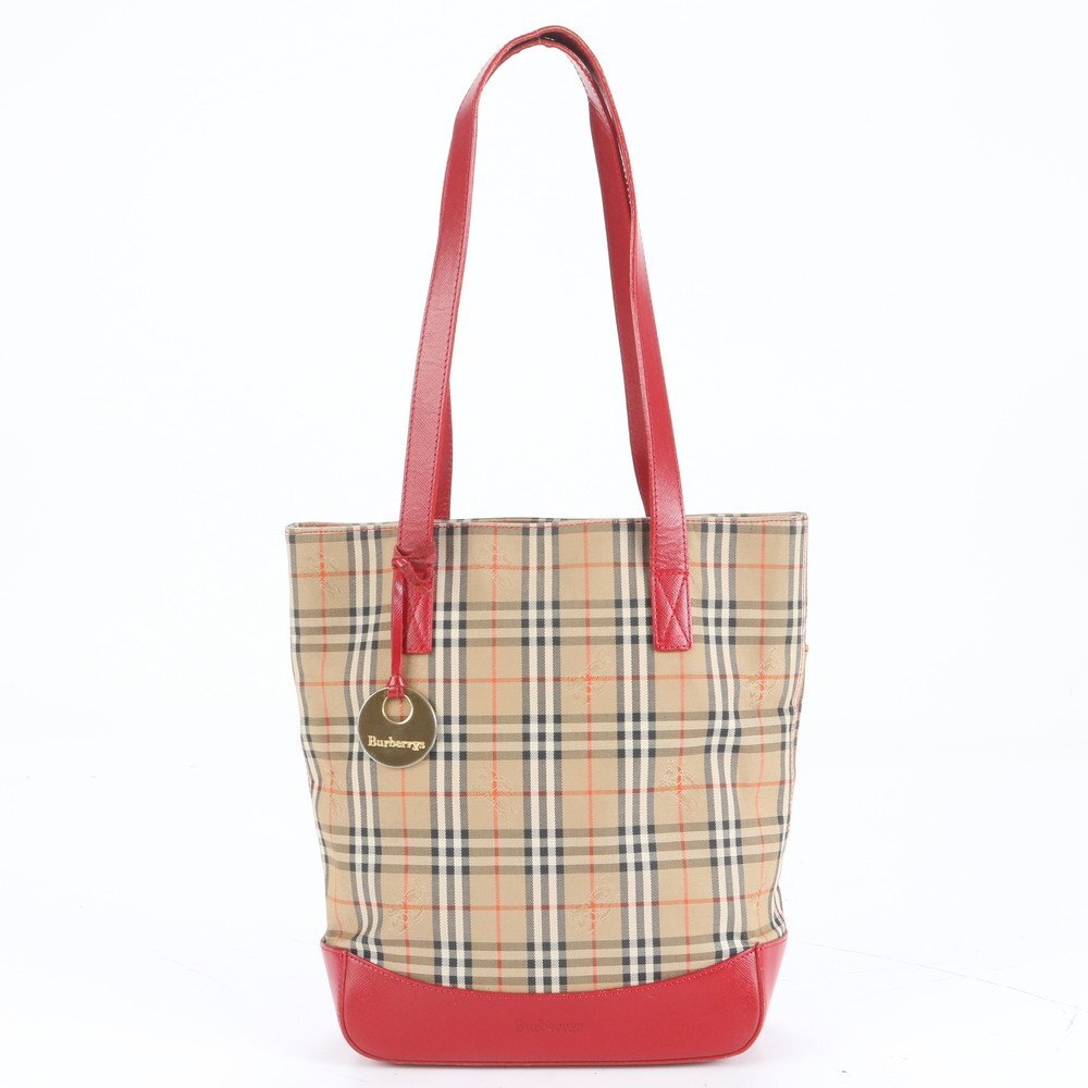 1円■極美品■バーバリー■ノバ チェック シャドーホース レザー トート バッグ 肩掛け ハンド ベージュ レディース EUE CS37-8拍卖