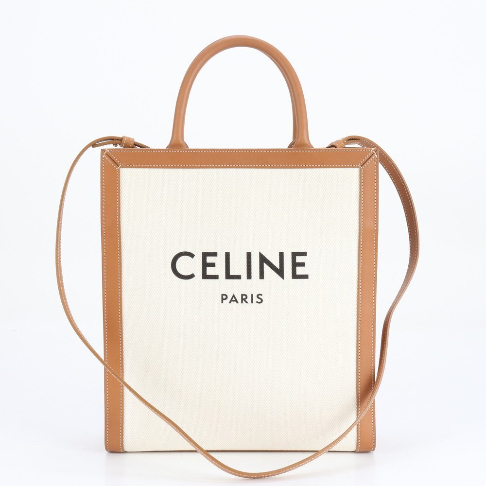 1円■新品同様■セリーヌ■バーティカル カバ レザー 2WAY トート バッグ 斜め掛け ショルダー ハンド ブラウン レディース RRE CT43-4拍卖