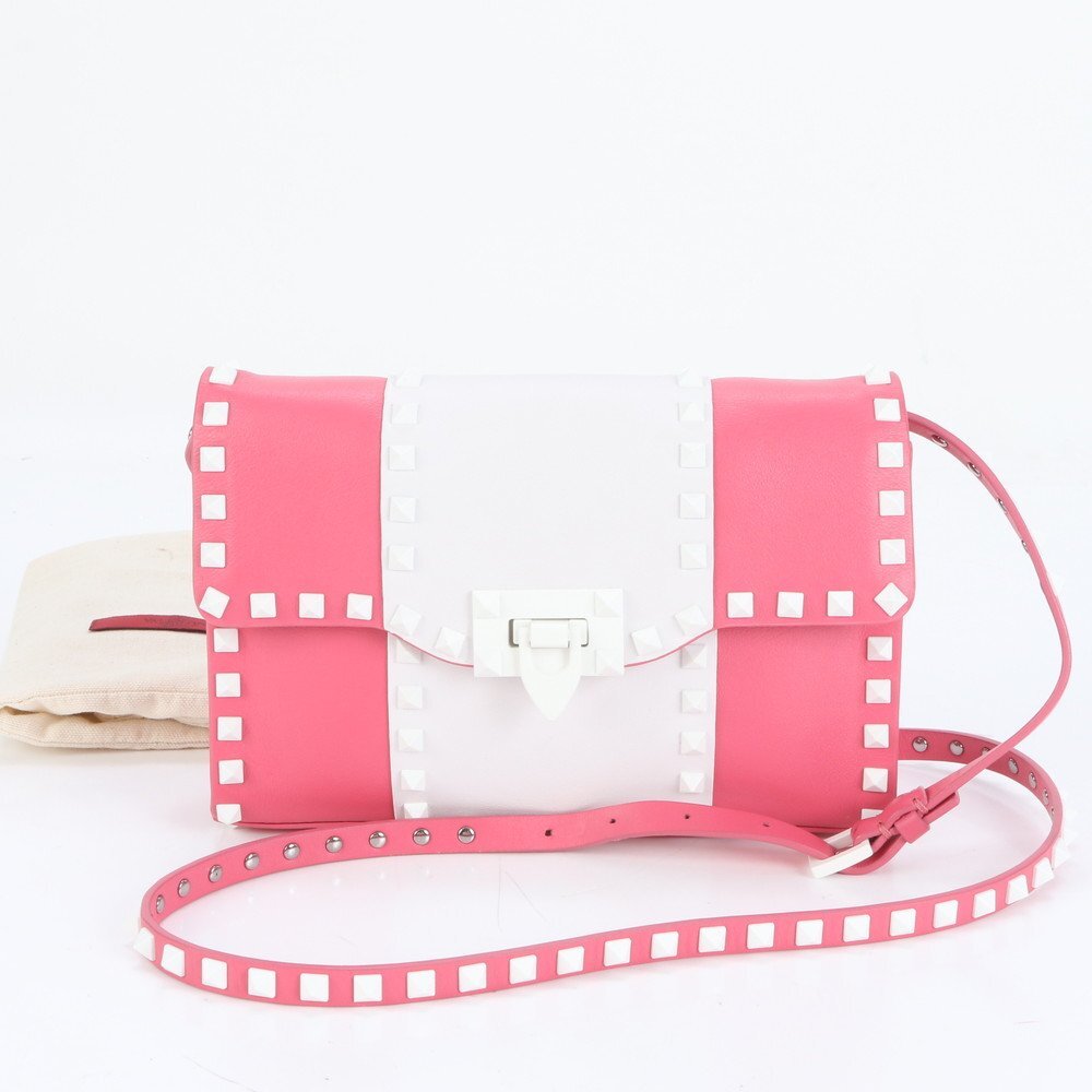 1円■未使用■ヴァレンティノ ガラヴァーニ■ロックスタッズ レザー ショルダーバッグ 斜め掛け ハンド トート レディース RRE CS29-6拍卖