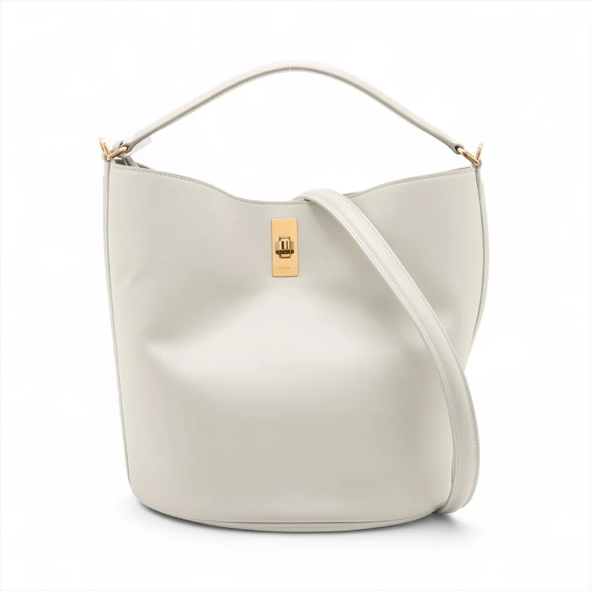 1円■美品■セリーヌ■ティーン バケット16 ホワイト レザー 2WAY ショルダーバッグ 斜め掛け ハンド 本革 レディース MMM CN50-12拍卖