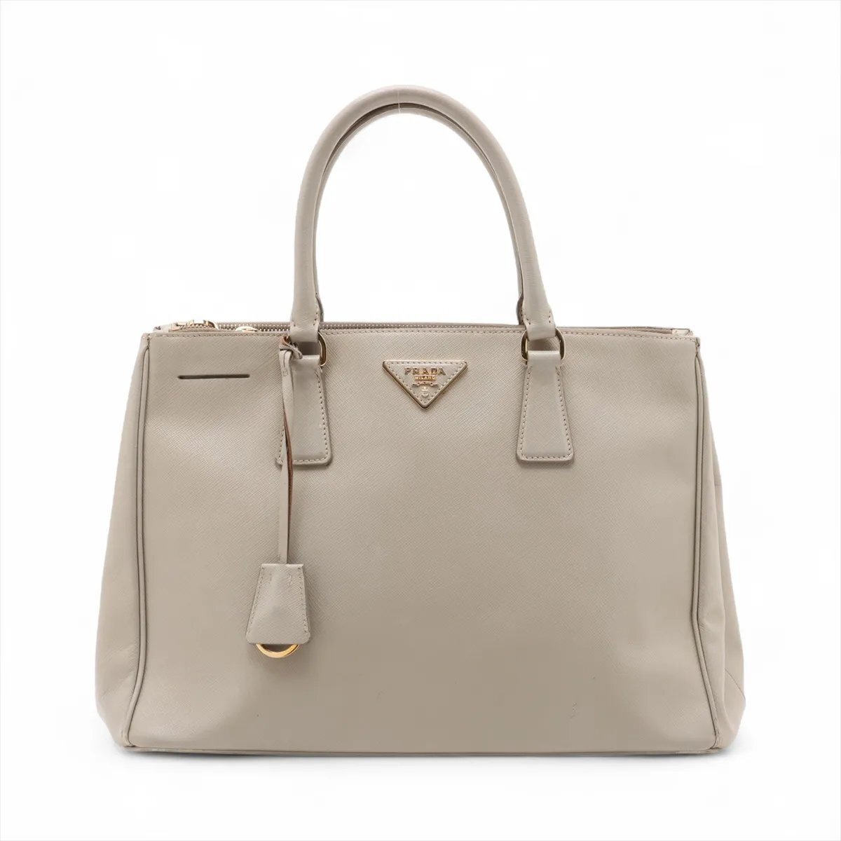 1円■美品■プラダ 三角ロゴ サフィアーノ レザー ガレリア トート バッグ 肩掛け ショルダー ハンド A4 グレージュ レディース EME CW63-8拍卖