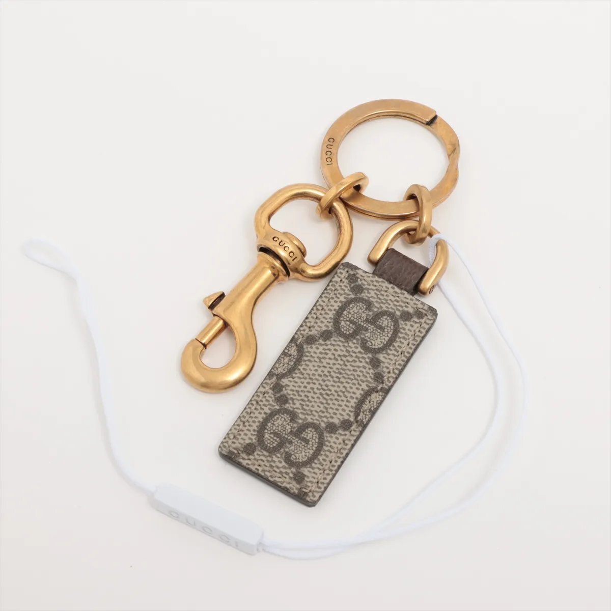■新品同様■グッチ■オフィディア 794061 キーリング チャーム ブラウン ゴールド メンズ レディース MMM CE50-11拍卖