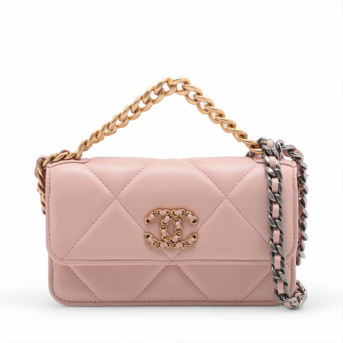 1円 新品同様 シャネル シリアル付 マトラッセ シャネル19 ラムスキン 2WAY チェーン ショルダーバッグ 斜め掛け レディース MMM BT30-81拍卖