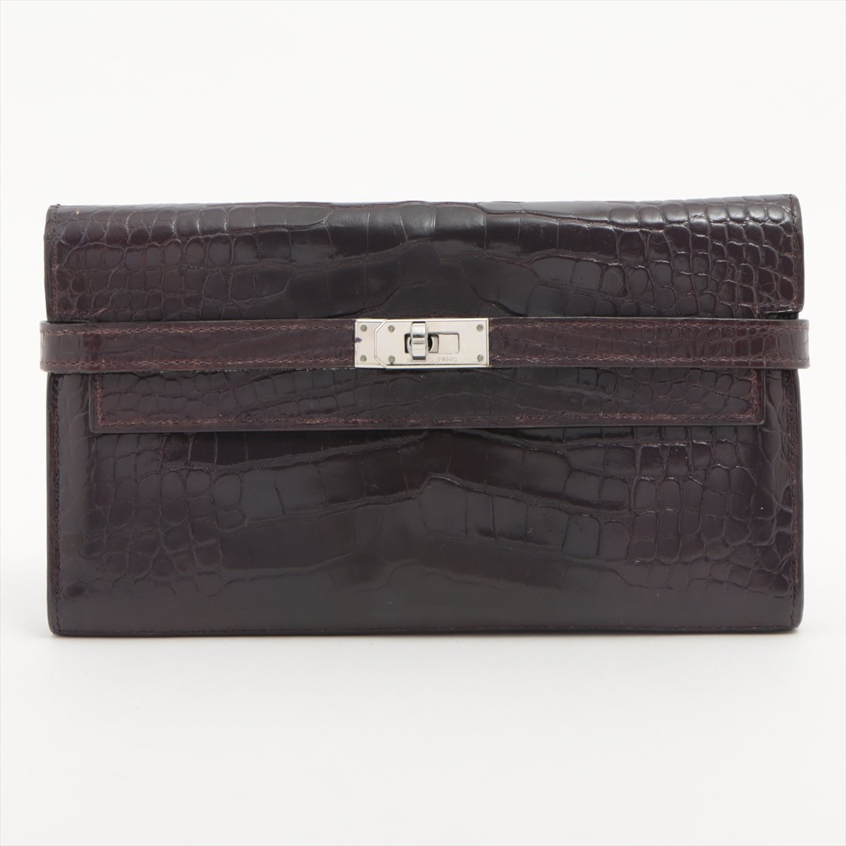 1円■美品■エルメス■□M 刻印■ケリー ウォレット■長財布■アリゲーター■クロコダイル レザー 高級 メンズ レディース MNT 1128-E40拍卖