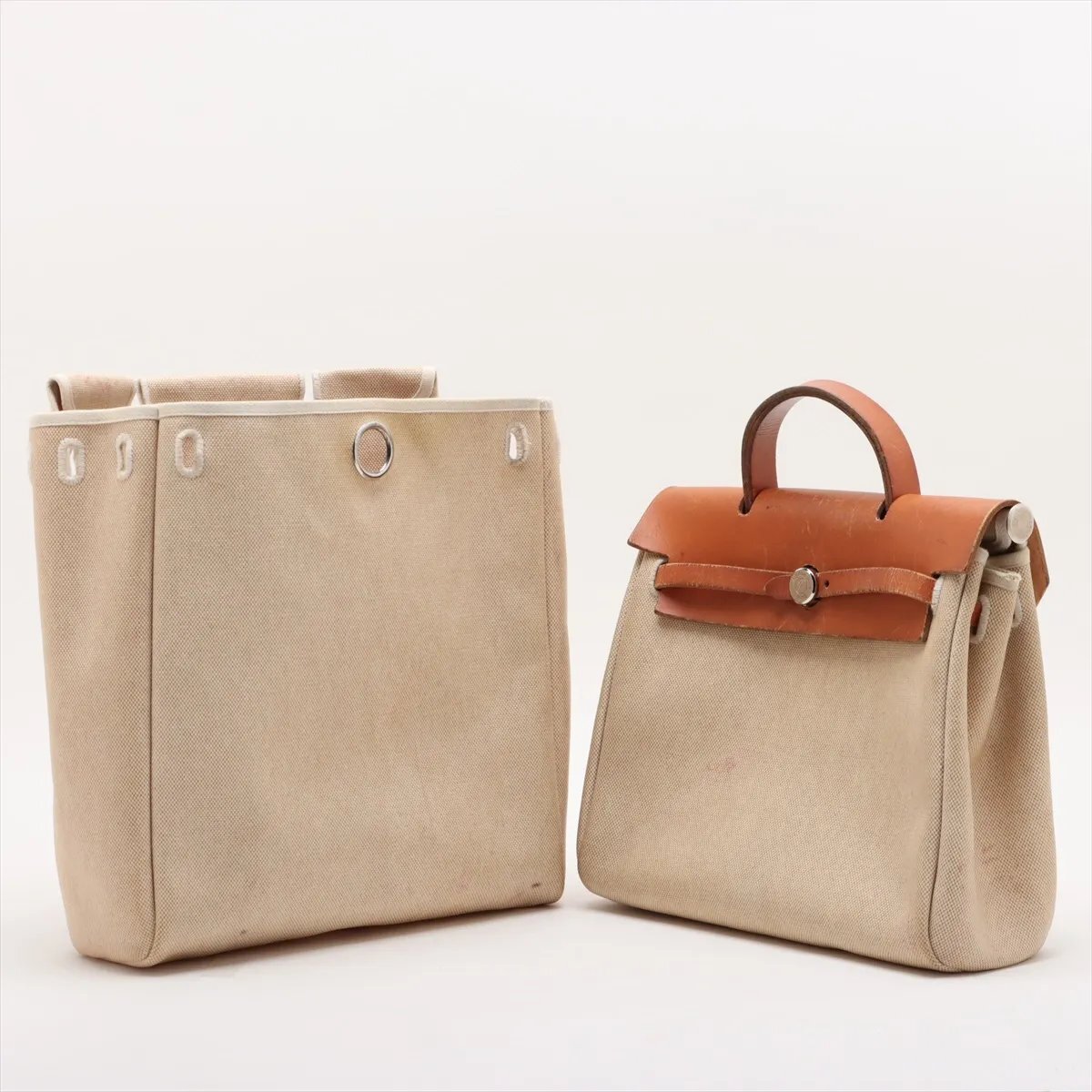 1円■美品■エルメス■エールバッグ アド PM トワルアッシュ レザー 2WAY トート バッグ 通勤 リュック メンズ レディース MMM CR51-7拍卖