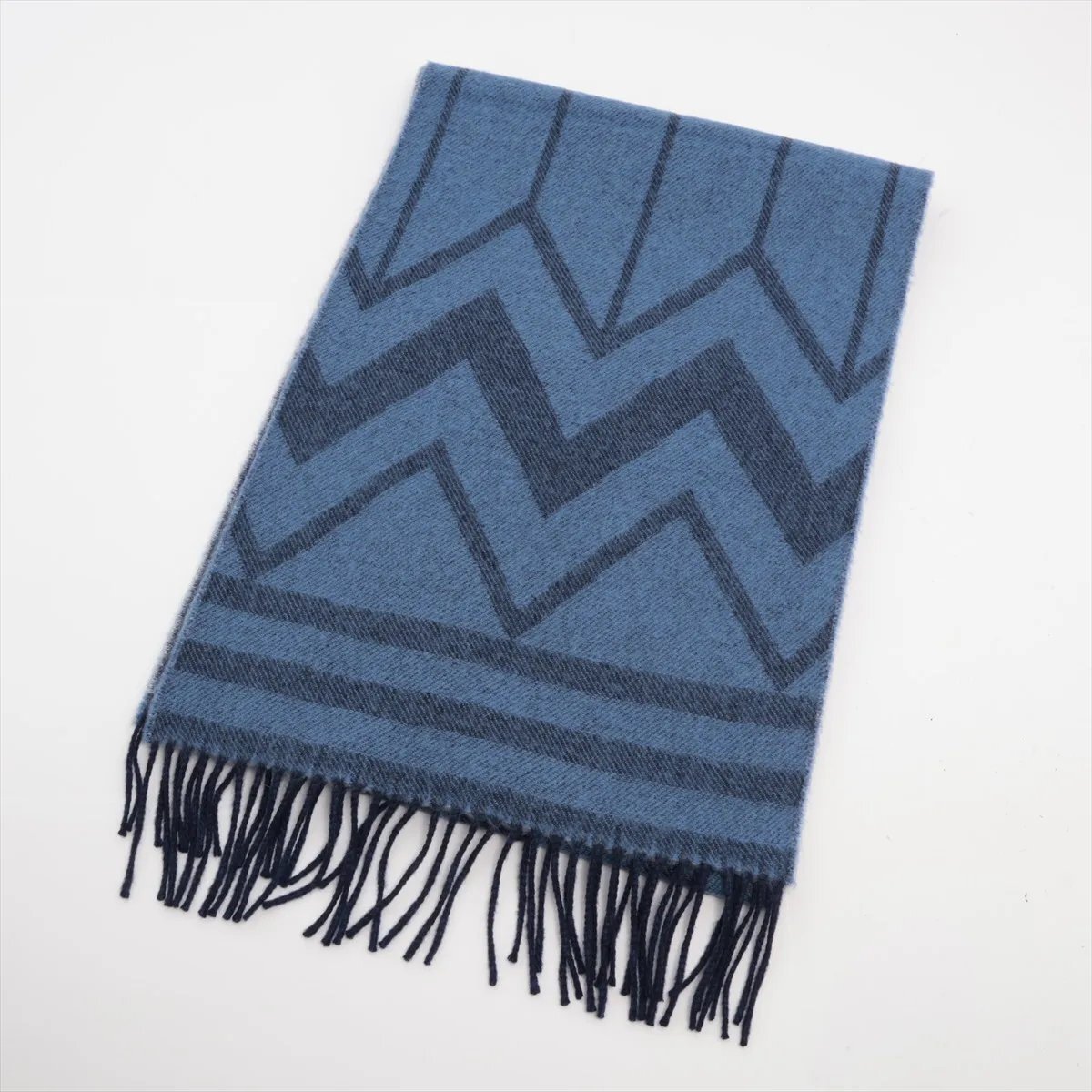 1円■美品■ルイヴィトン■エシャルプ スイッチ カシミヤ 100% ブルー フリンジ M70934 マフラー メンズ MMM CR50-2拍卖