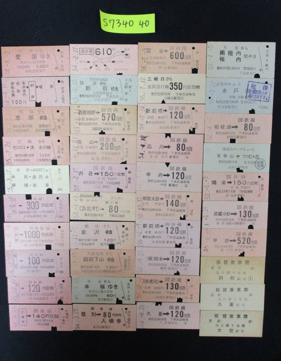 F8 【鉄道硬券】乗車券 天塩から南稚内 稚内 間ゆき 昭和50.1.5 約40枚セット 【鉄道切符】 S7340拍卖