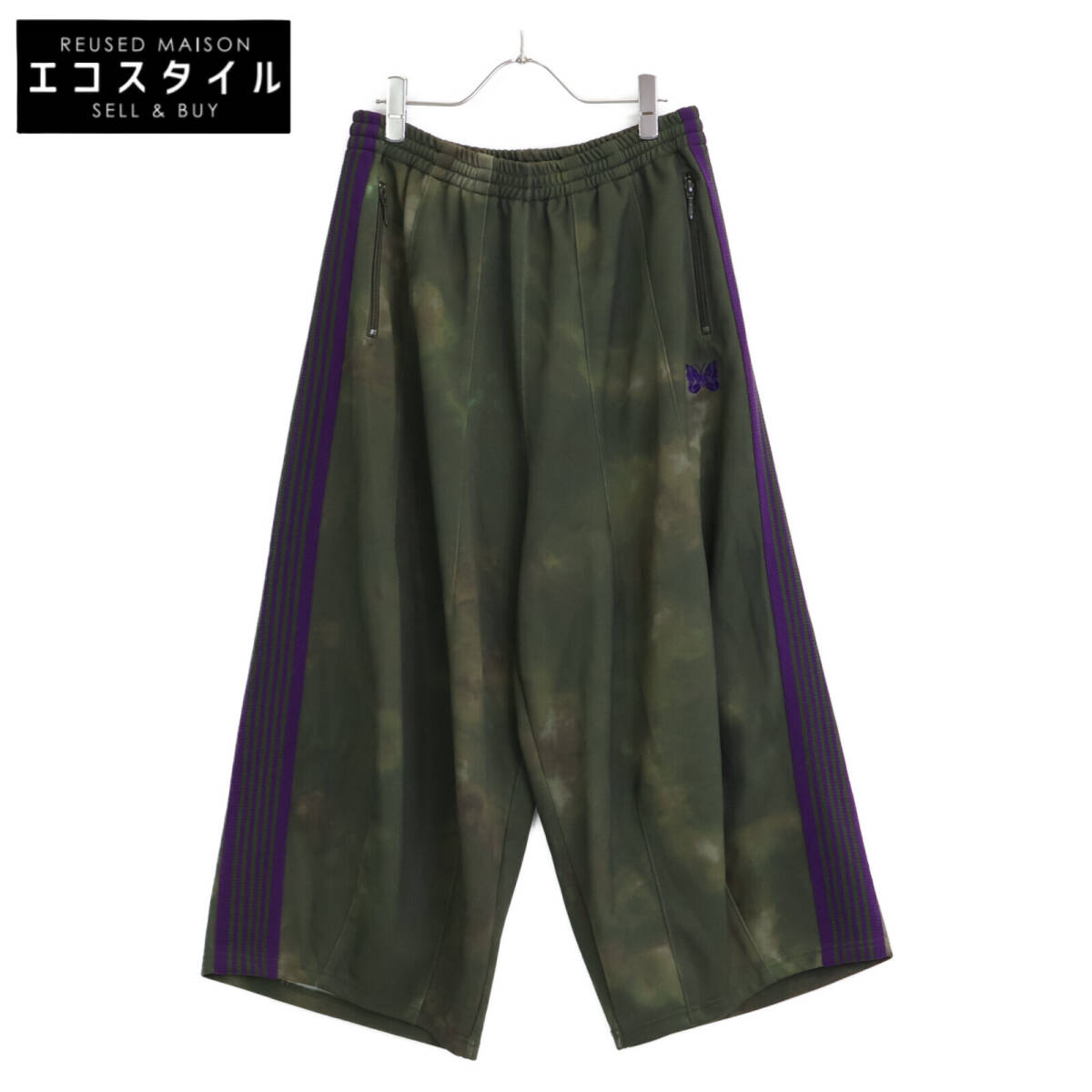 1円 needles ニードルズ カーキ×パープル マルチカラー Uneven-Dye Printed ヒザデルパンツ JO437 XS メンズ拍卖