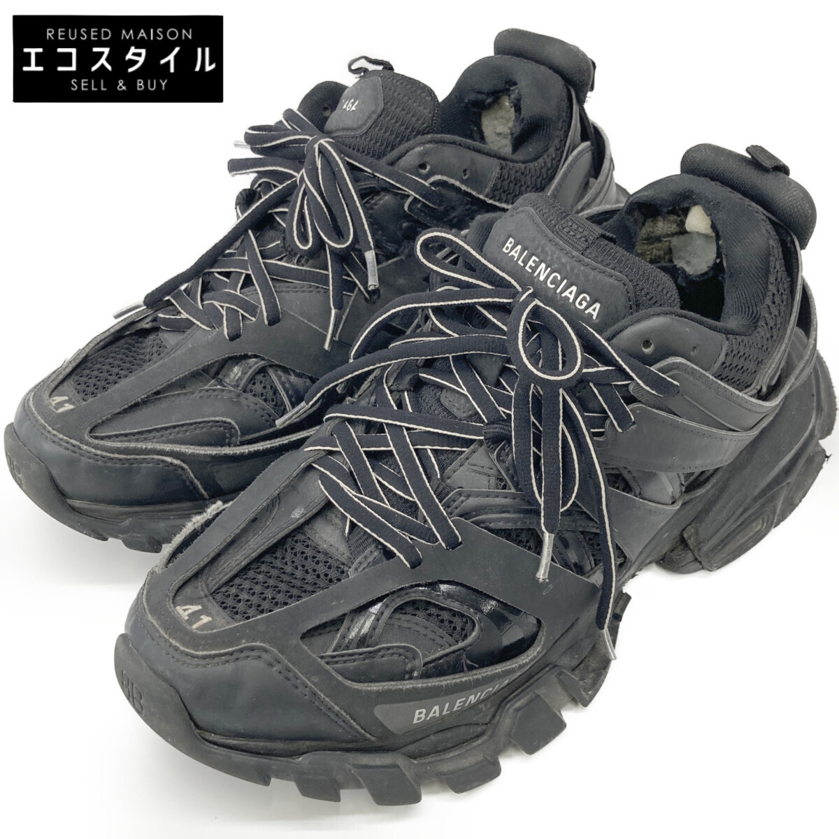 1円 BALENCIAGA バレンシアガ 542023 ブラック TRACK トラック メッシュ&ナイロン スニーカー シューズ 41 メンズ拍卖