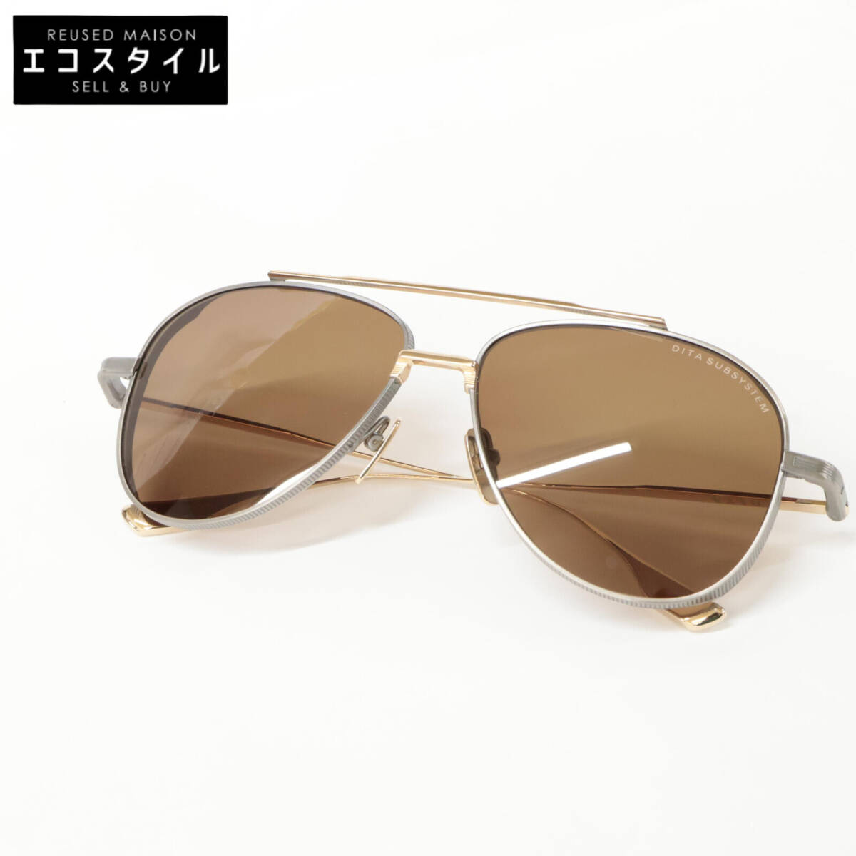 【新品同様】DITA ディータ DTS141-A-03 SUBSYSTEM 金属フレーム サングラス 58-15□140 シルバー/ゴールド メンズ拍卖