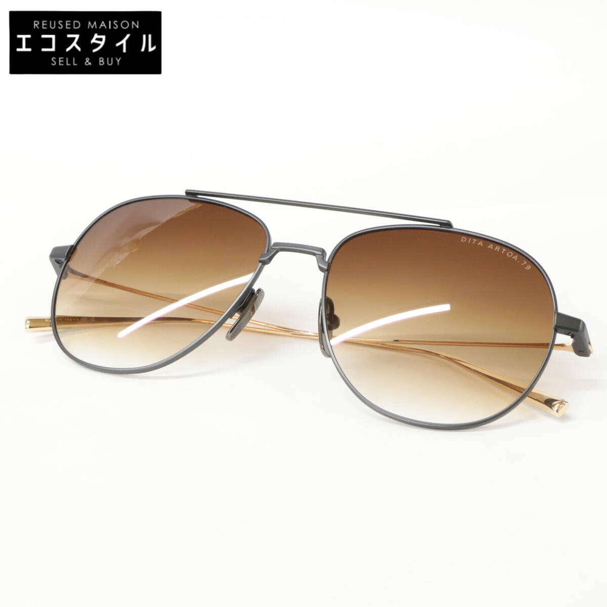 【新品同様】DITA ディータ DTS161-A-03 ARTOA.79 金属フレーム サングラス 56-17□145 ブラック/ゴールド メンズ拍卖