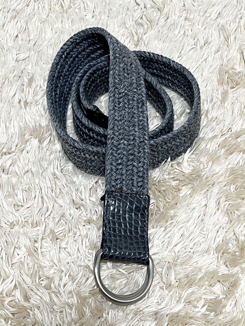 即決★AMBOISE★75 コンビレザーメッシュベルト アンボワーズ グレー ウール コットン拍卖