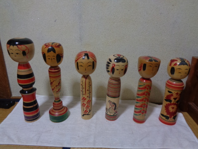 こけし まとめて 色々 6本/コケシ:36.5cm・35cm・31.5cm・31cm・30.5cm・30cm/拍卖