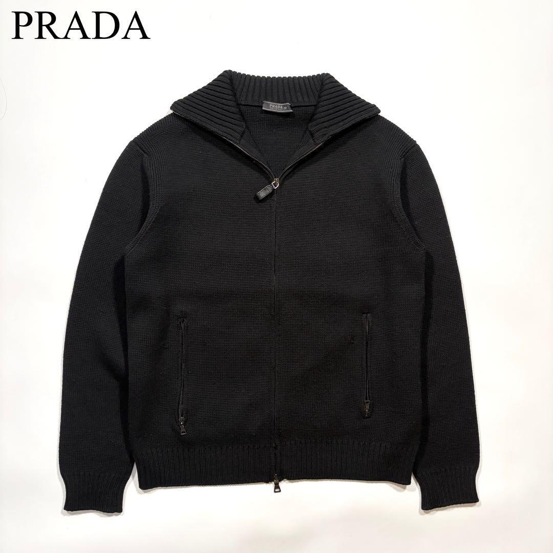 PRADA プラダ ドライバーズニット セーター ジップ カーディガン ブラック アーカイブ オーバーサイズ 50拍卖