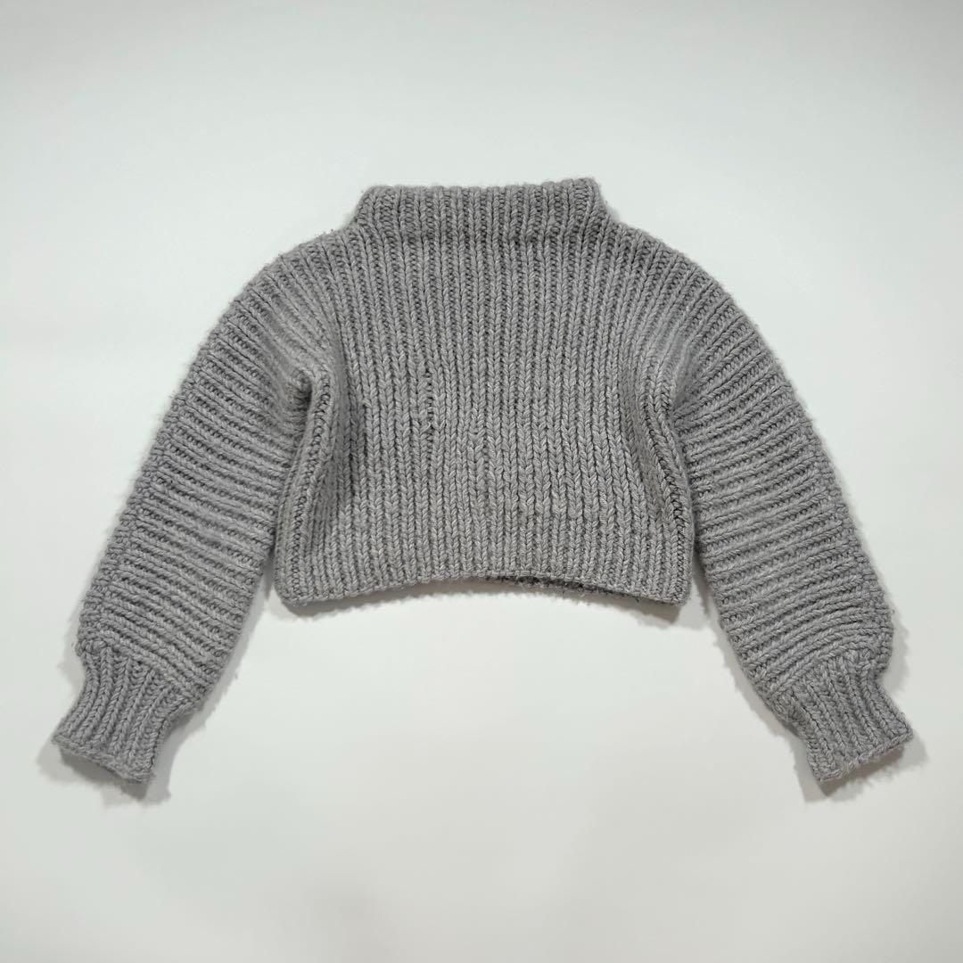 MAYDI HANDMADE ハンドメイド ニット ショート セーター モード ゆったり グレー拍卖