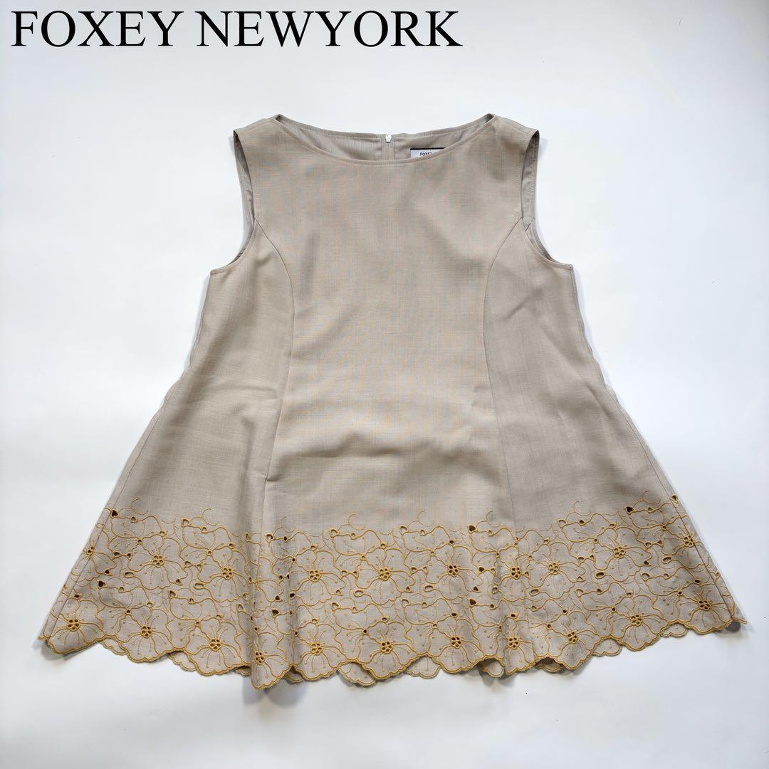 FOXEY NEWYORK フォクシー ニューヨーク リネン linen ブーケ フラワー 刺繍 ブラウス 上品 大人 きれい目 高級 2024拍卖