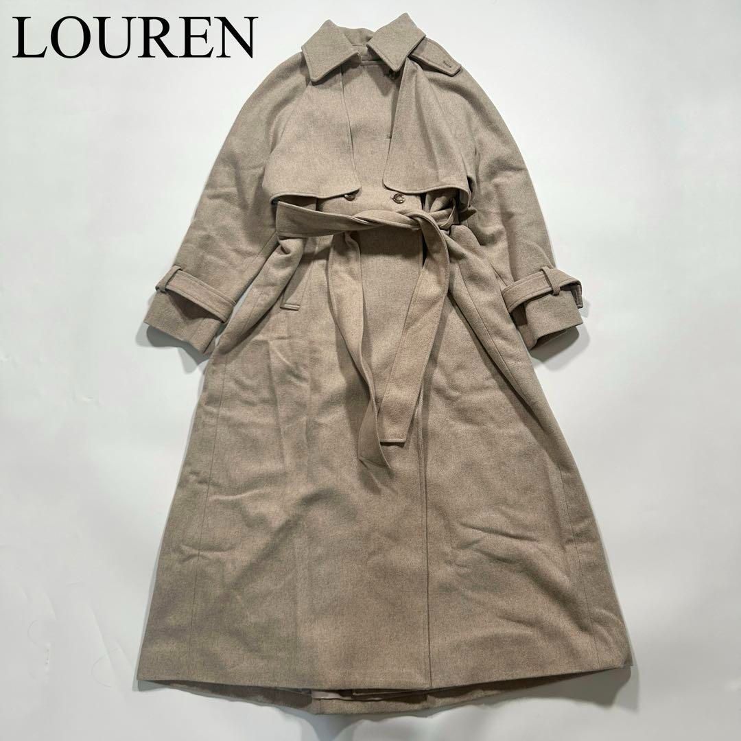 【美品】LOUREN ローレン ウール トレンチコート ベージュ ロングコート きれい目 トレンド ベルト リボン拍卖