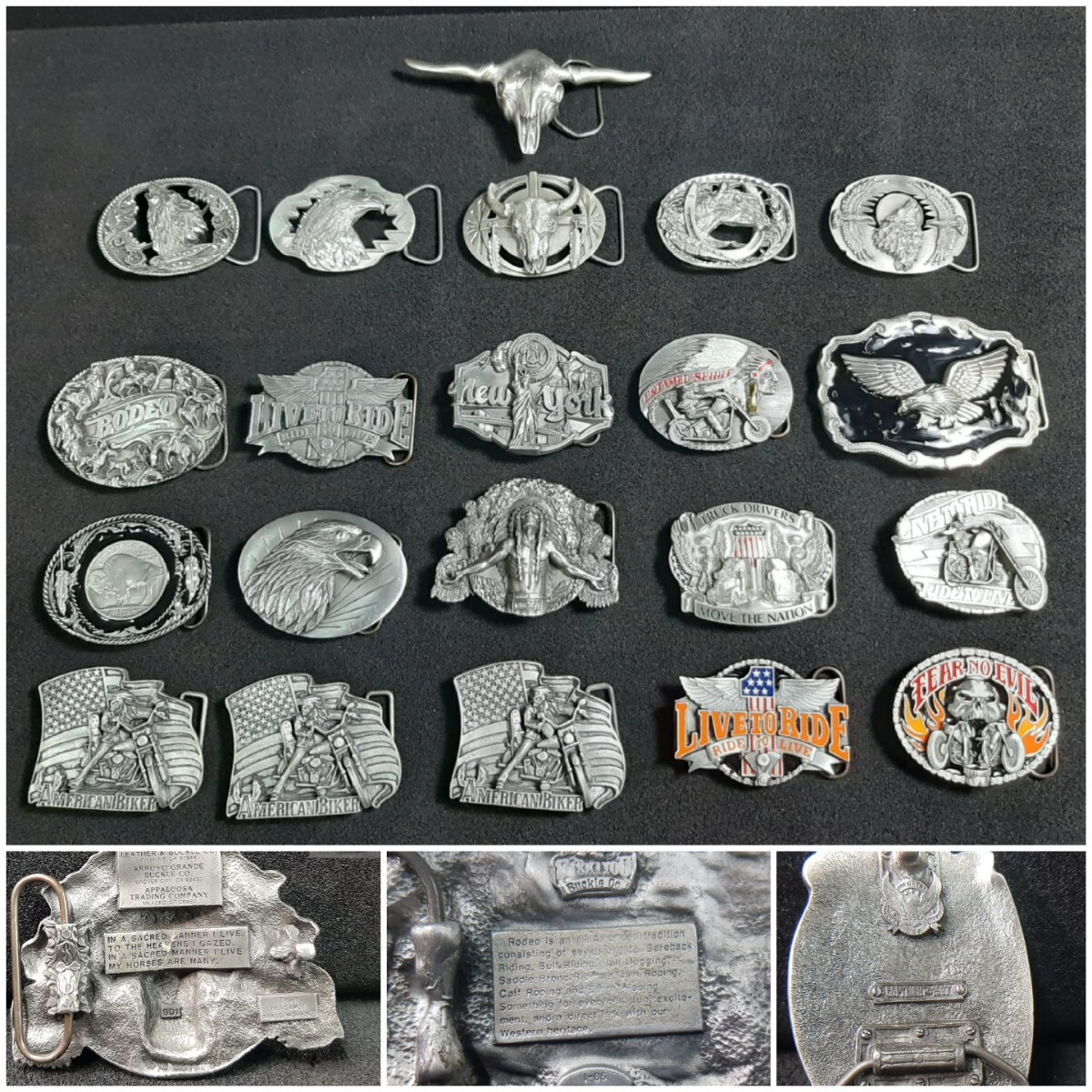 コレクター放出特価【ヴィンテージ USA ベルト バックル 『 siskiyou 』『The Great American Buckle 』等21点まとめて1980年代1990年代】 拍卖