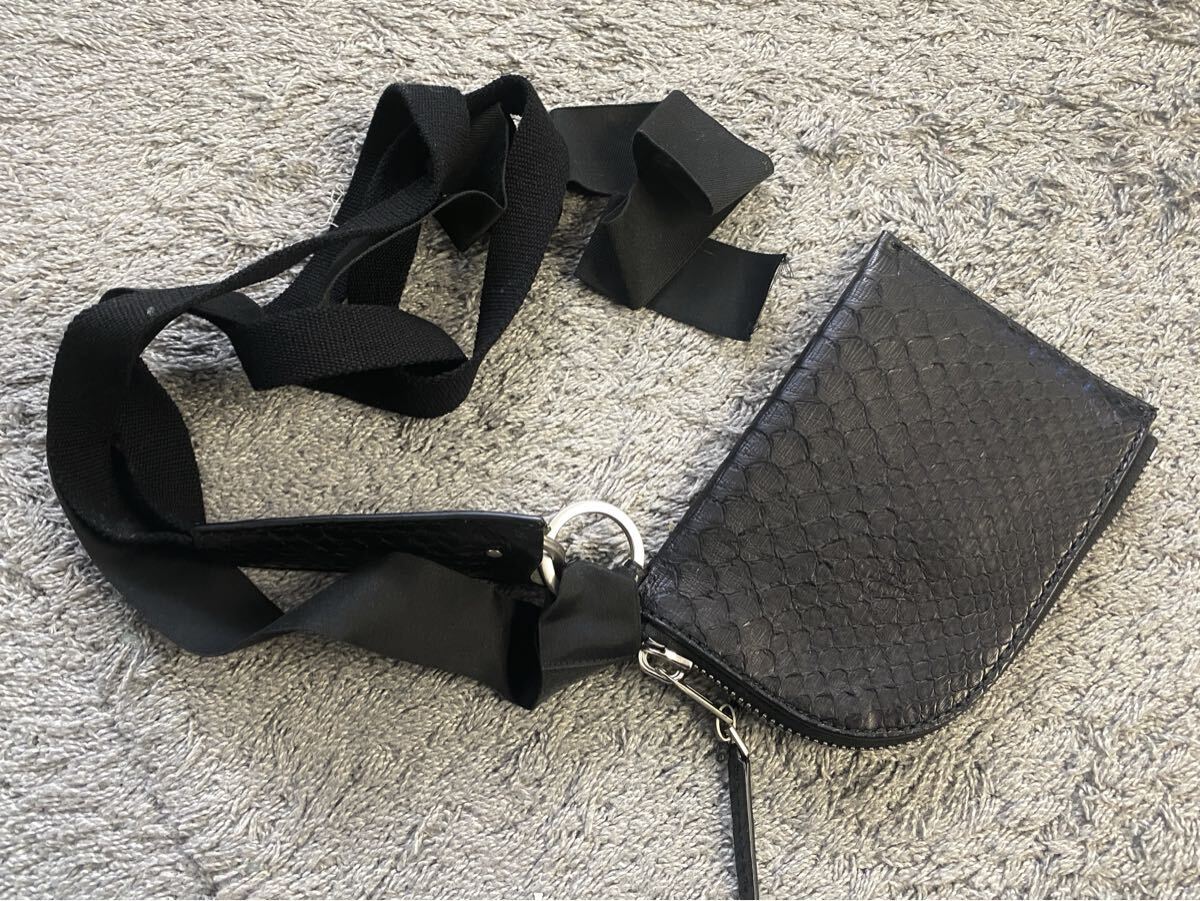 レア 新品 RICK OWENS リックオウエンス パイソンレザー ネックウォレット 財布 サイフ コインケース エキゾチックアニマル レザー ベルト拍卖