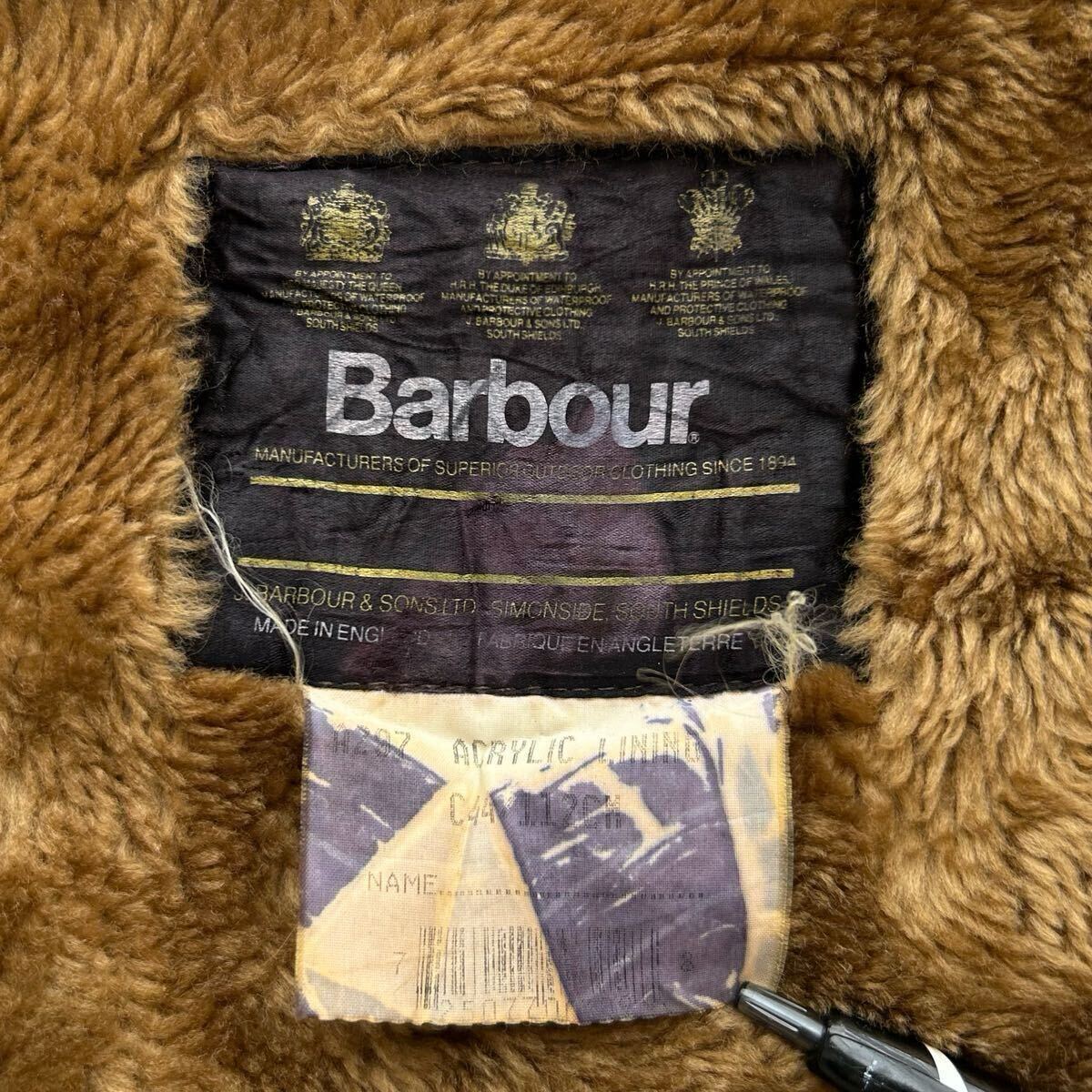 80s 英国製 Barbour フェイクファー ライナーベスト イングランド製 当時物 / ビンテージ オールド バブアー 80年代 90s オイルド PUNK UK拍卖