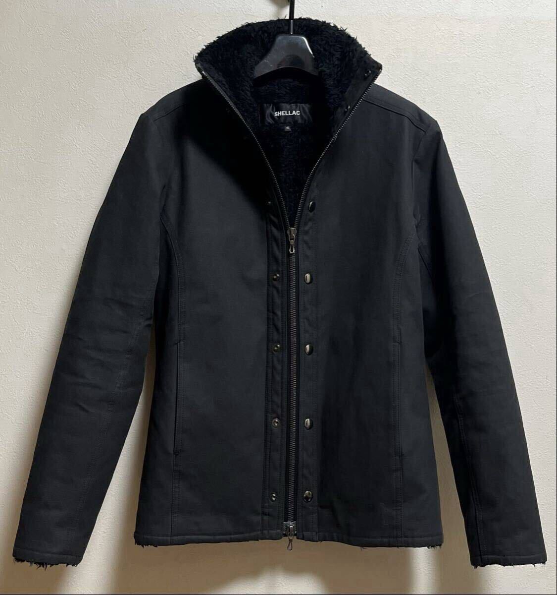 SHELLAC ジャケット 46(S位)黒 ボア フェイクファー タイト ライダースジャケット シングル シェラック 5351プールオム RIP VAN WINKLE拍卖