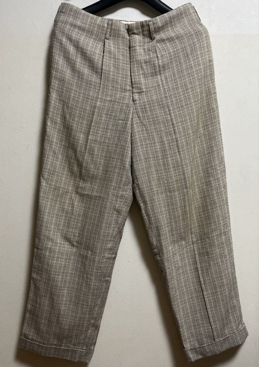 当時物 ペパーミント スラックス M (w86)Yes Sure チェック カスリ 絣 50s ロカビリー パンツ ヴィンテージ クリームソーダ Dry Bones 拍卖