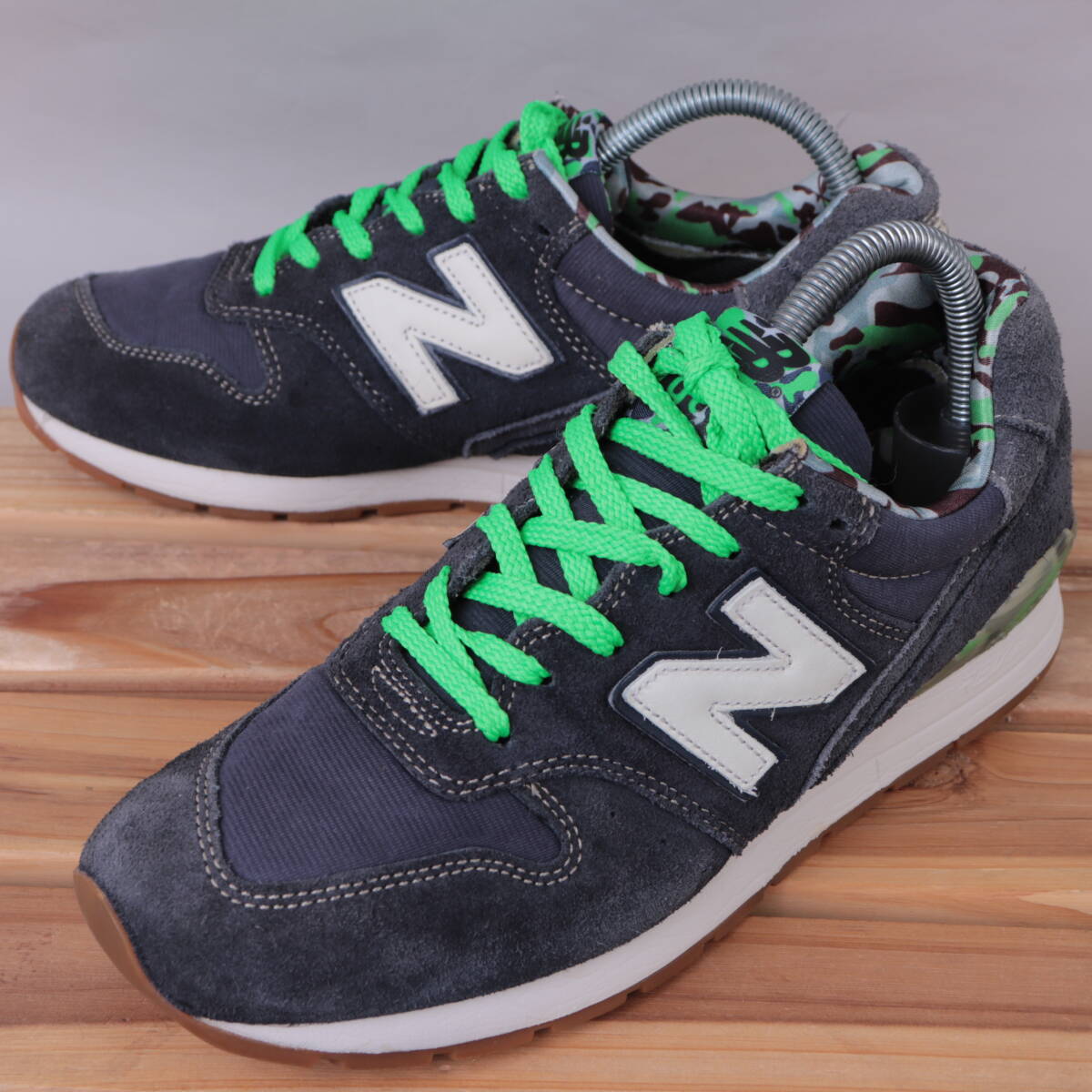 z2620【996】ニューバランス US7 25.0cm/紺 ネイビー 白 カモフラ柄 newbalance メンズ ユニセックス スニーカー 中古拍卖