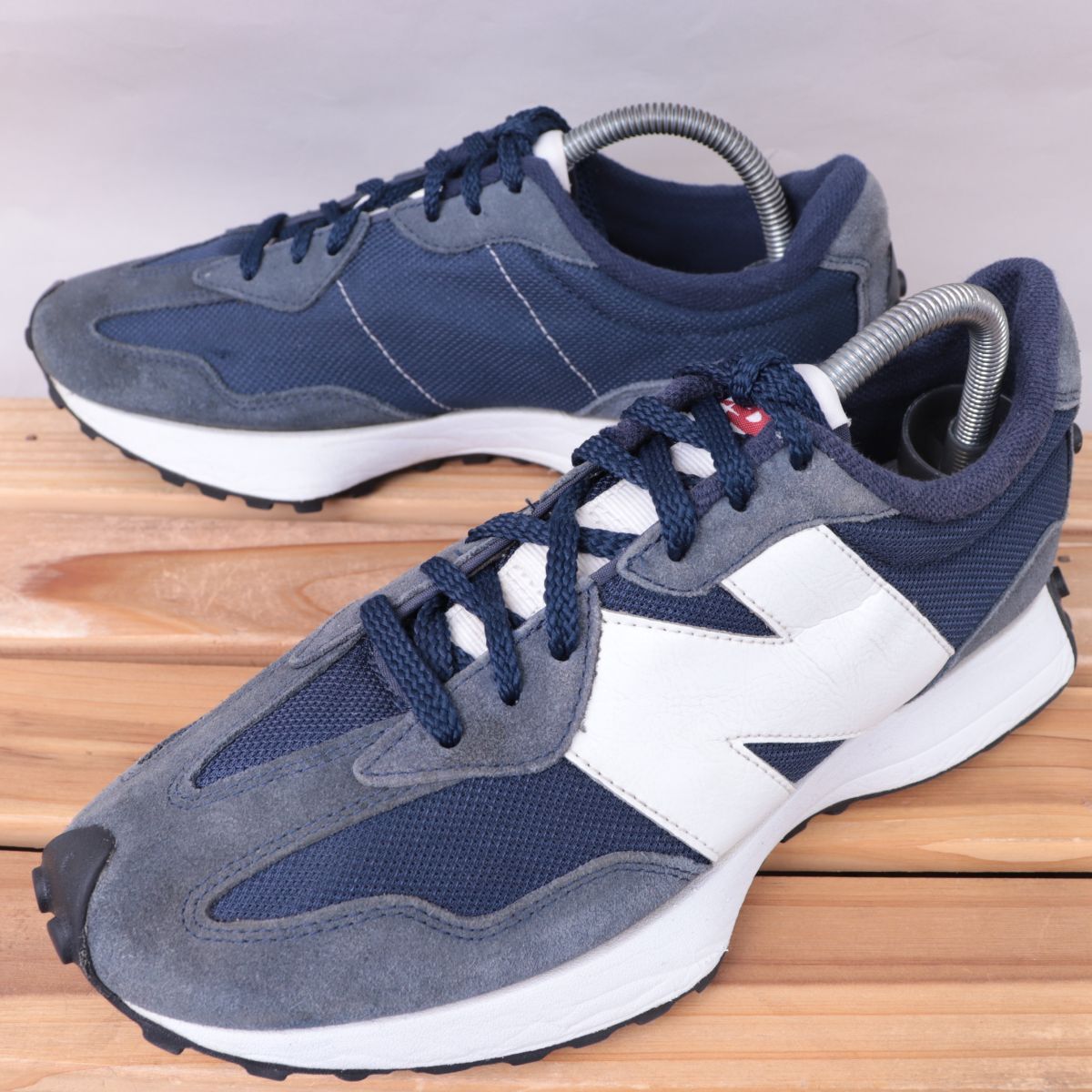 z2551【MS327CNW】ニューバランス US9 27.0cm/紺 ネイビー 黒 白 newbalance メンズ スニーカー 中古拍卖