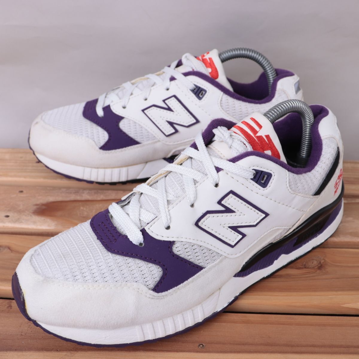 z2723【530】ニューバランス US8 26.0cm/白 ホワイト 紫 パープル 赤 レッド 黒 ブラック newbalance メンズ スニーカー 中古拍卖