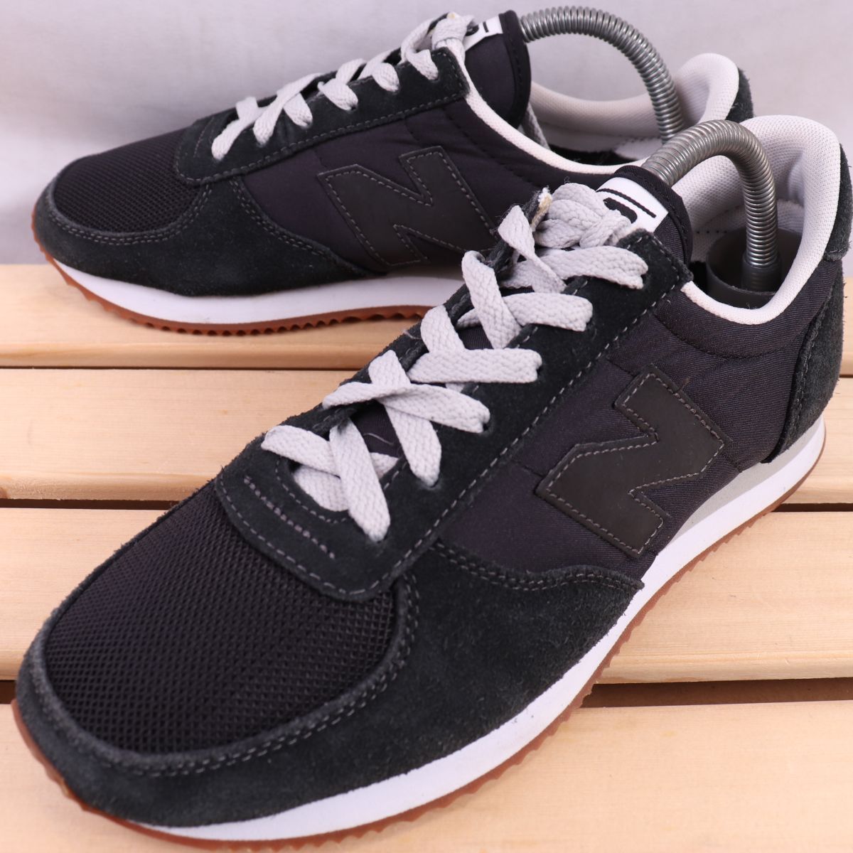 z2787【220】ニューバランス US7.5 25.5cm/黒系 ダークグリーン ブラック newbalance メンズ スニーカー 中古拍卖