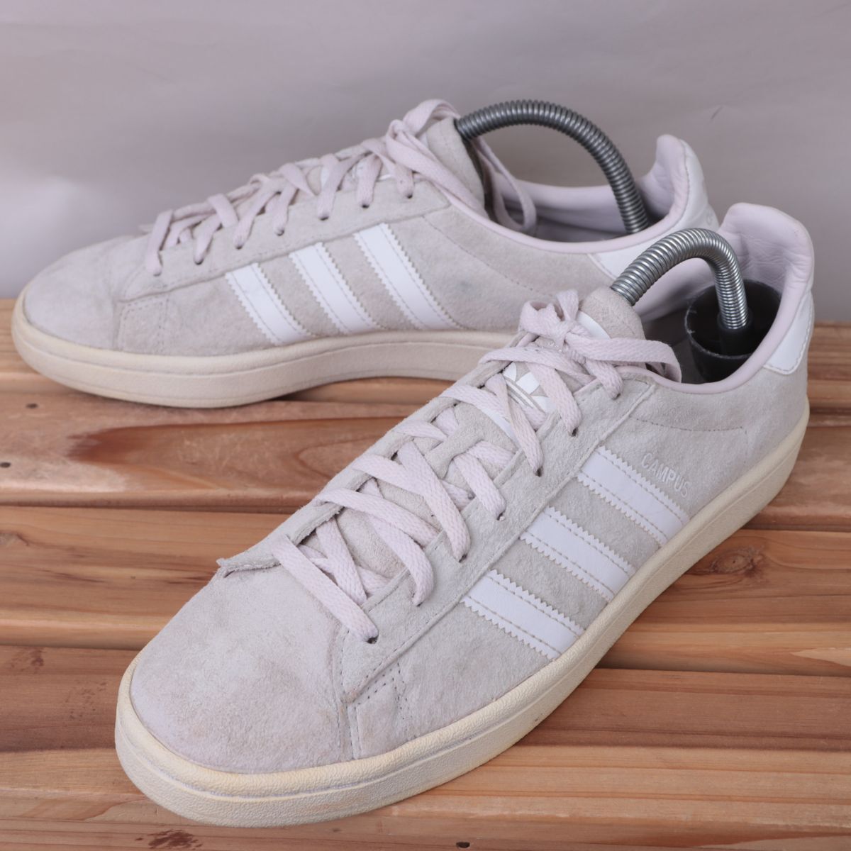 z2998 アディダス キャンパス US9 26.0cm/ライトグレー 白 ホワイト adidas CAMPUS レディース スニーカー 中古拍卖