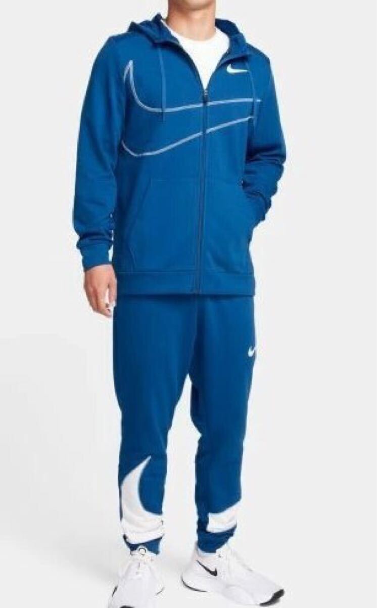 新品 送料込 NIKE DRI-FIT ENERGY FLEECE HOODIE/PANTS Lサイズ 青/白 ナイキ ドライフィット フリース フーディ/パンツ 上下 セットアップ拍卖
