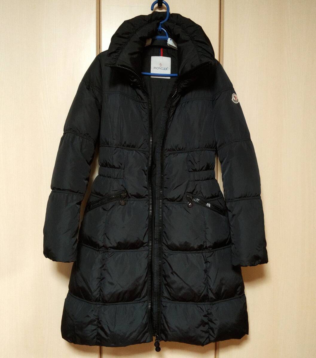 美品即決 モンクレール MAIGRE MONCLER MAIGRE ロングダウン/ダウンコート ショールカラー/スタンドカラー ウエストシェイプ ブラック黒 1拍卖