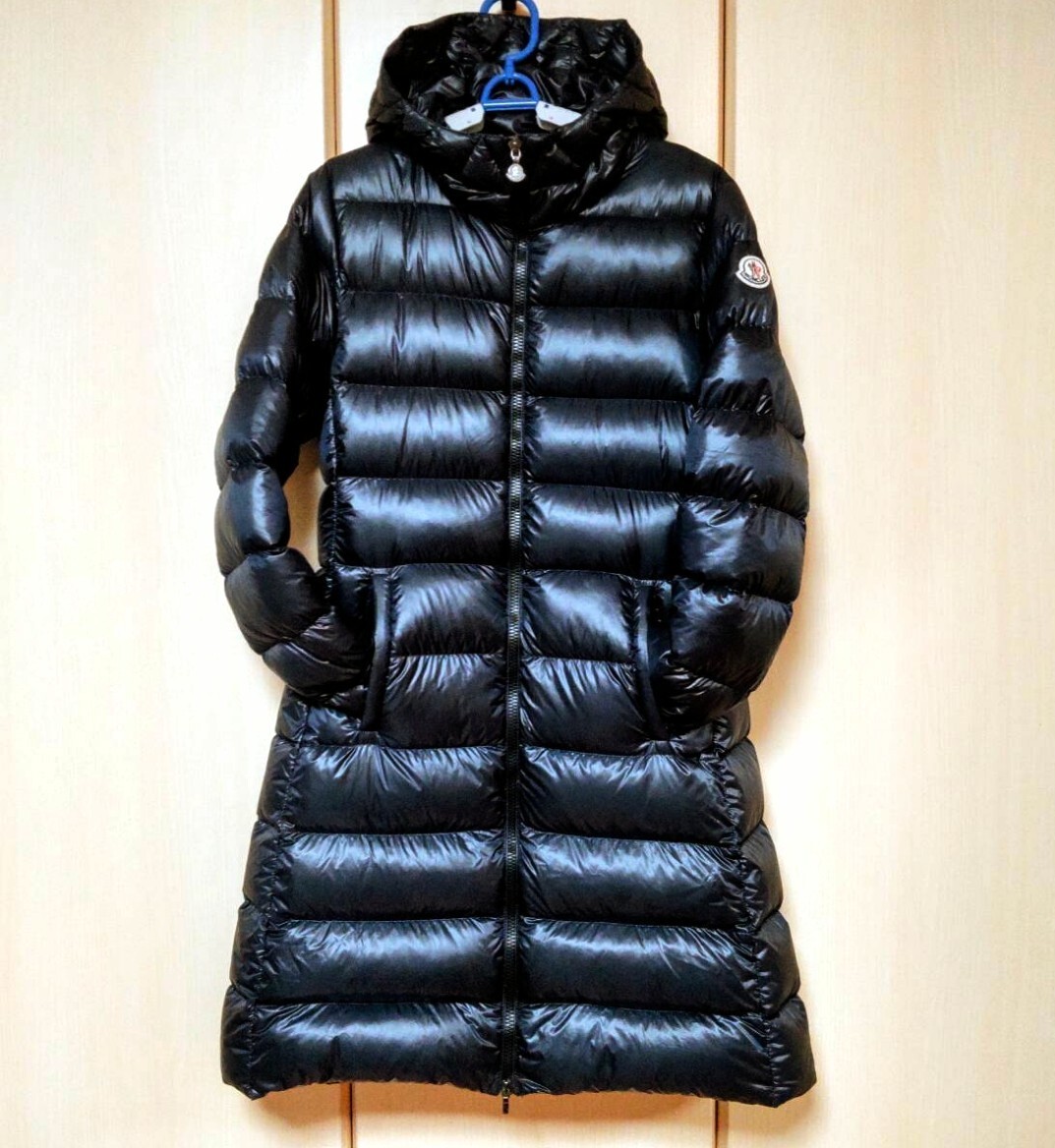 送料無料 モンクレール スイエン MONCLER SUYEN ダウンジャケット ミドル丈 Aライン/フレア 14a/164cm M位 ネイビー紺色拍卖