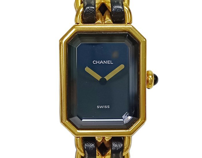 CHANEL シャネル 腕時計 プルミエール レディース クォーツ Sサイズ ゴールドカラー 黒文字盤 稼働 動作確認済拍卖