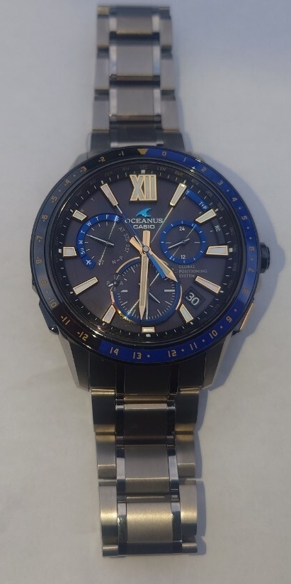 CASIO OCEANUS OCW-G1200D-1AJF カシオ オシアナス ブルーブラックベゼル 電波ソーラー腕時計 中古品 バンド変更品 拍卖