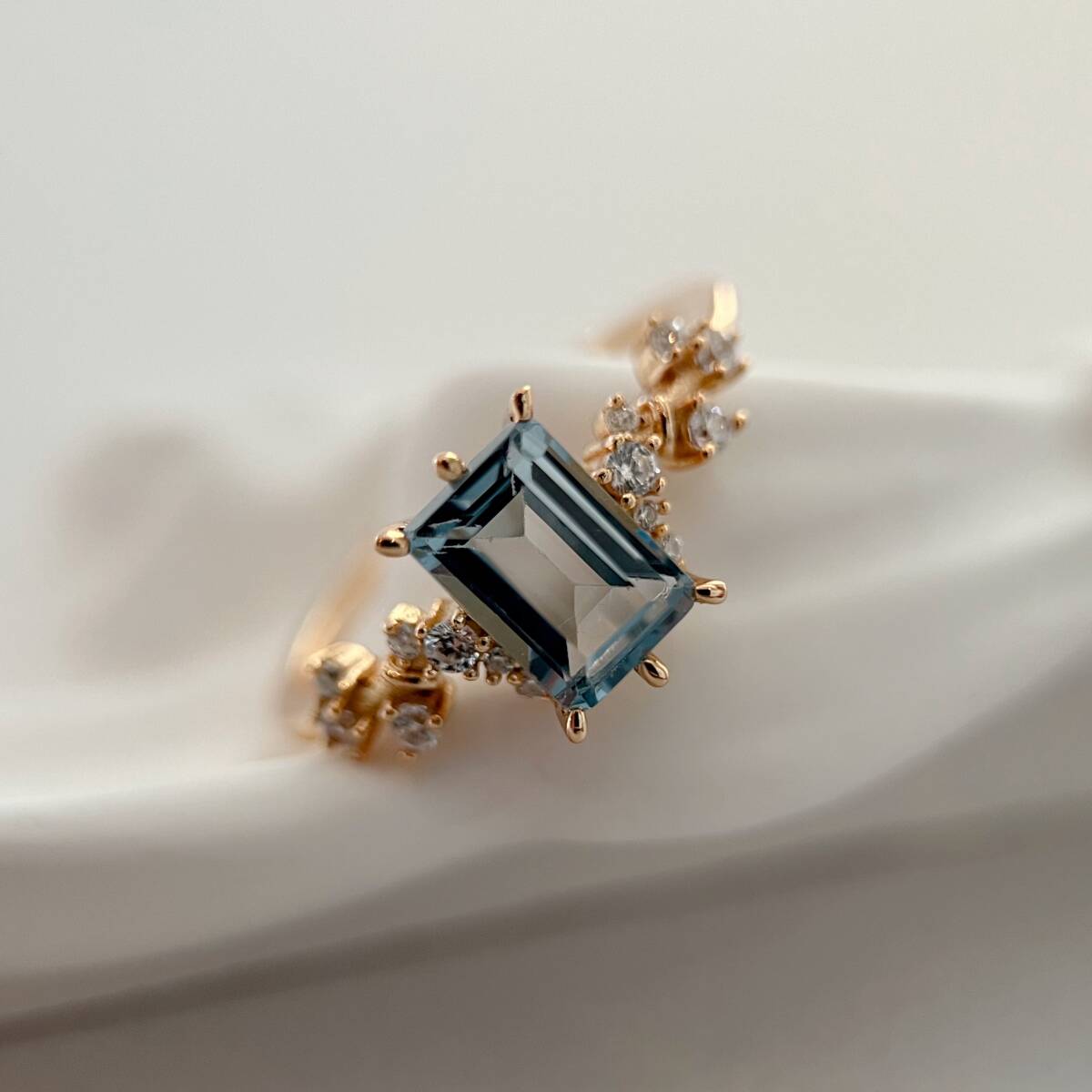 9号 大粒天然ロンドンブルートパーズ 星空リング(石色薄め) silver925拍卖