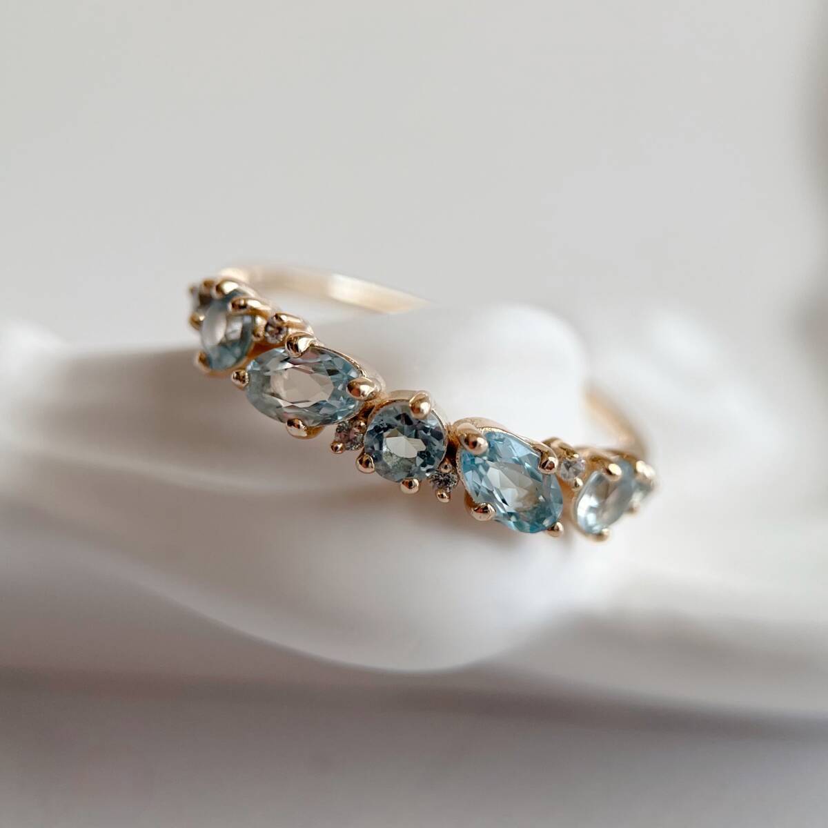 11.5号 天然ブルートパーズ ハーフエタニティ風リング silver925拍卖