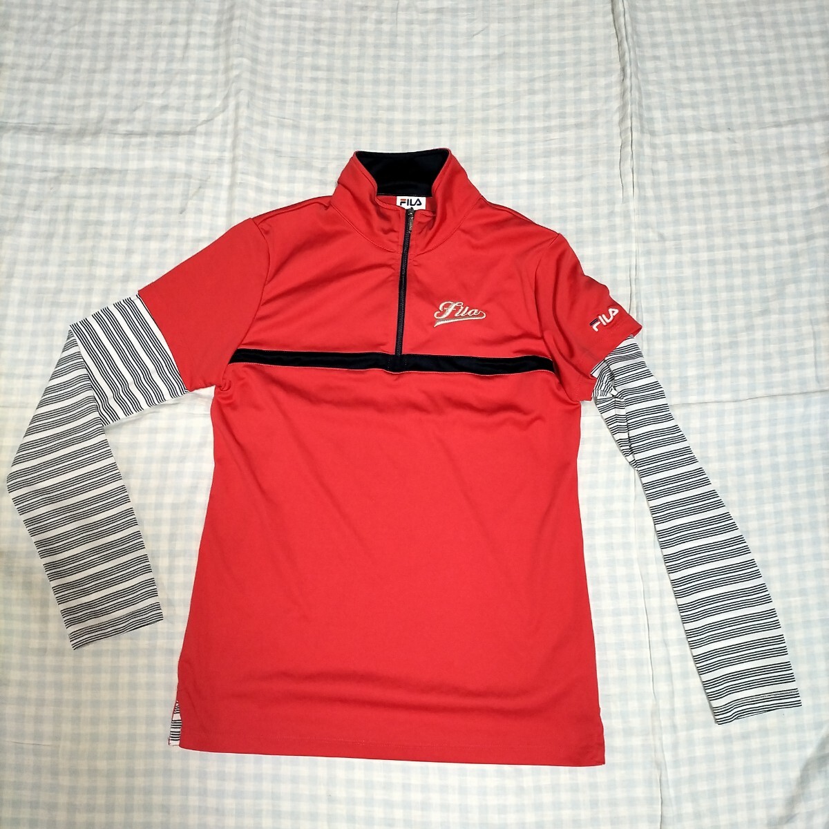 FILAフィラの半袖付き ハーフジップ長袖シャツ/ハイネック/S拍卖