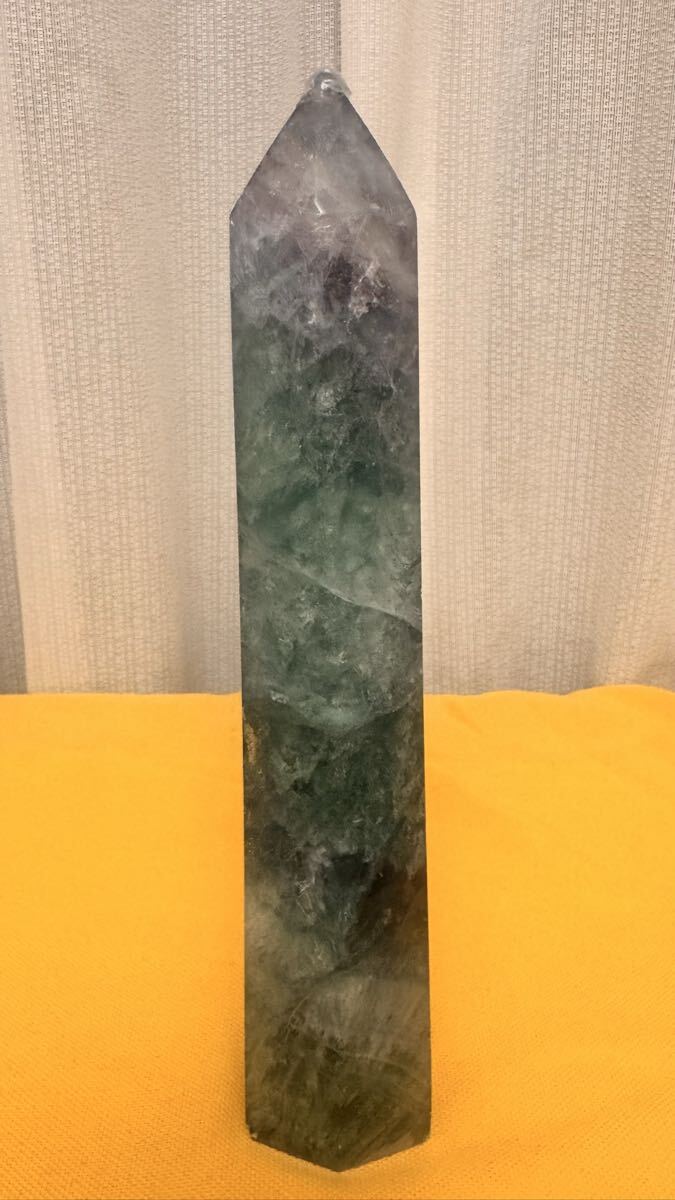 エンジェルフェザーフローライト ポイント 六角柱  大きめ 天然石拍卖