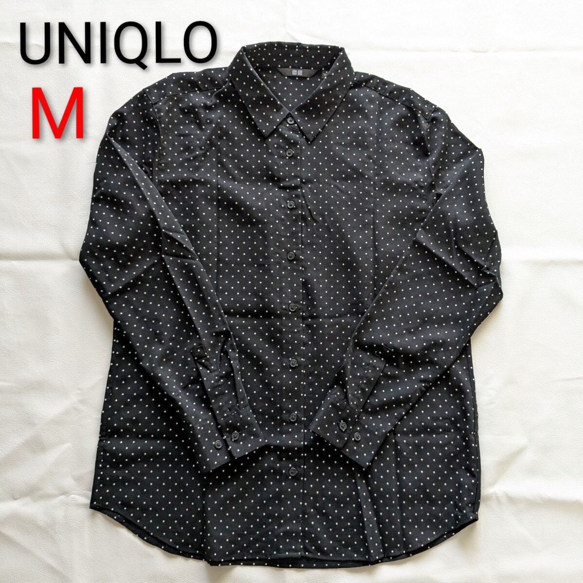 新品同様 UNIQLO ブラウス シャツ ユニクロ M ドット柄 レーヨン 水玉拍卖