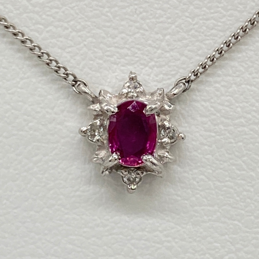 【超美品】プラチナ850+天然ルビー0.3ct/天然ダイヤモンド0.03ct拍卖