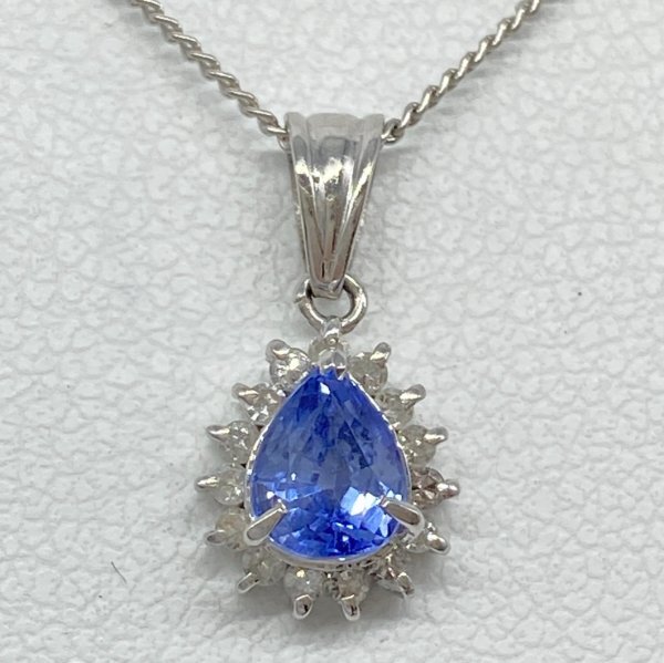 【希少】天然サファイア 0.63ct Pt900/850 ネックレス ダイヤ付拍卖