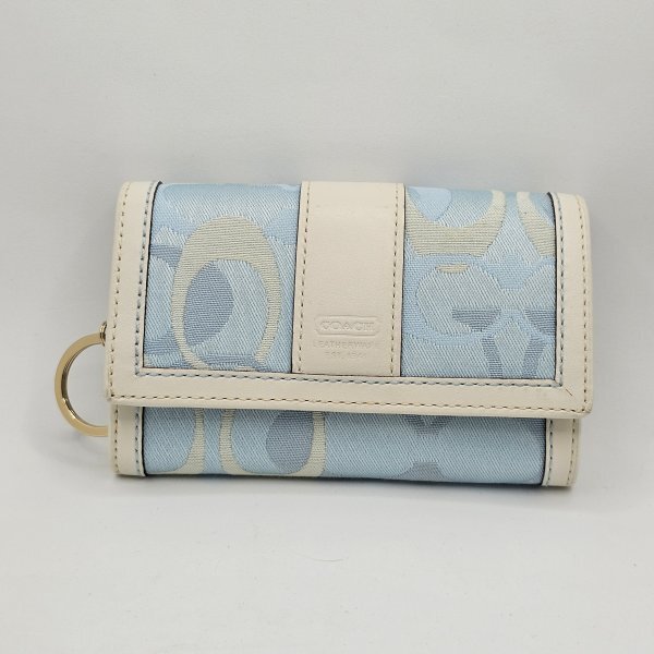【希少】COACH コーチ シグネチャー 二つ折り財布 ウォレット キーリング付拍卖