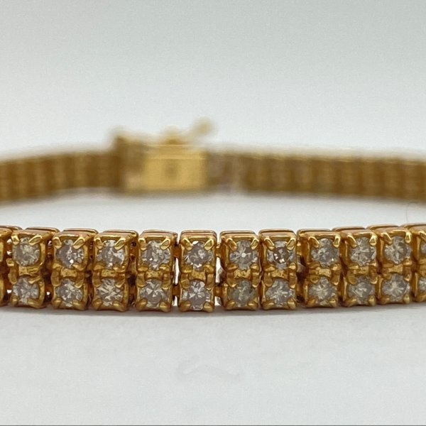 【美品】18K 14.9g 天然ダイヤモンド3.1ct テニスブレスレット拍卖