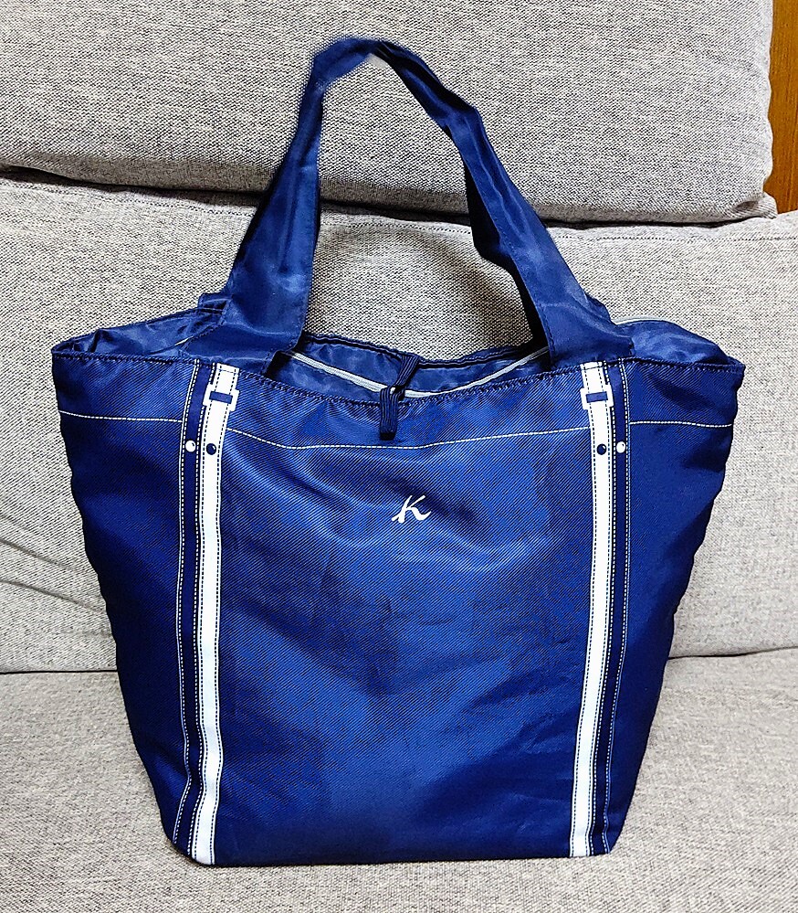KT53/Kitamura キタムラ ファスナー付き折りたたみエコバッグ/トートバッグ ダークブルー拍卖