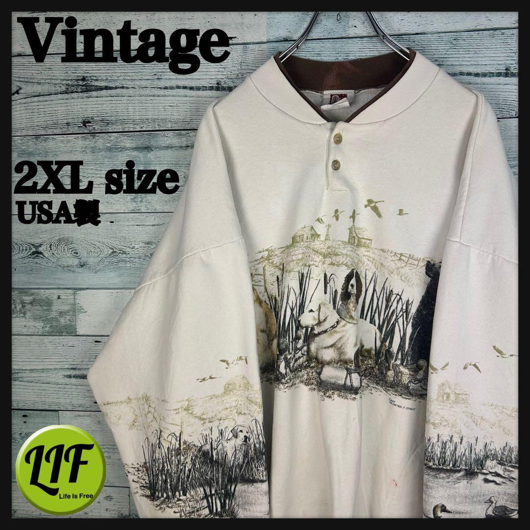 ヴィンテージ USA製 アニマルプリント 犬 スウェット 2XL 5815拍卖