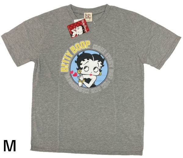 即決新品 ベティ 半袖Tシャツ 男女兼用 メンズサイズ M グレー Betty Boop 送料無料 A柄拍卖